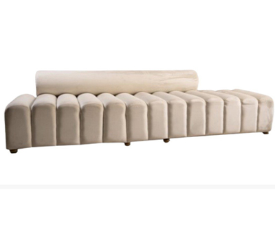 Modern Channel-Tufted Velvet Lounge Sofa With Metal Base
