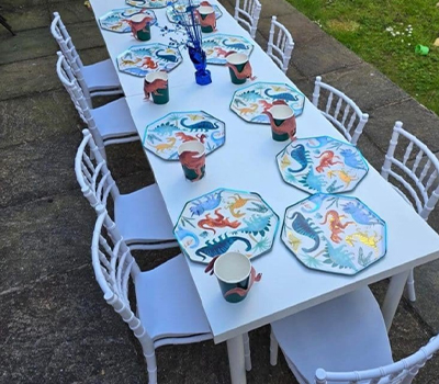 Kids White Dining Table and 10 Seater White Chair